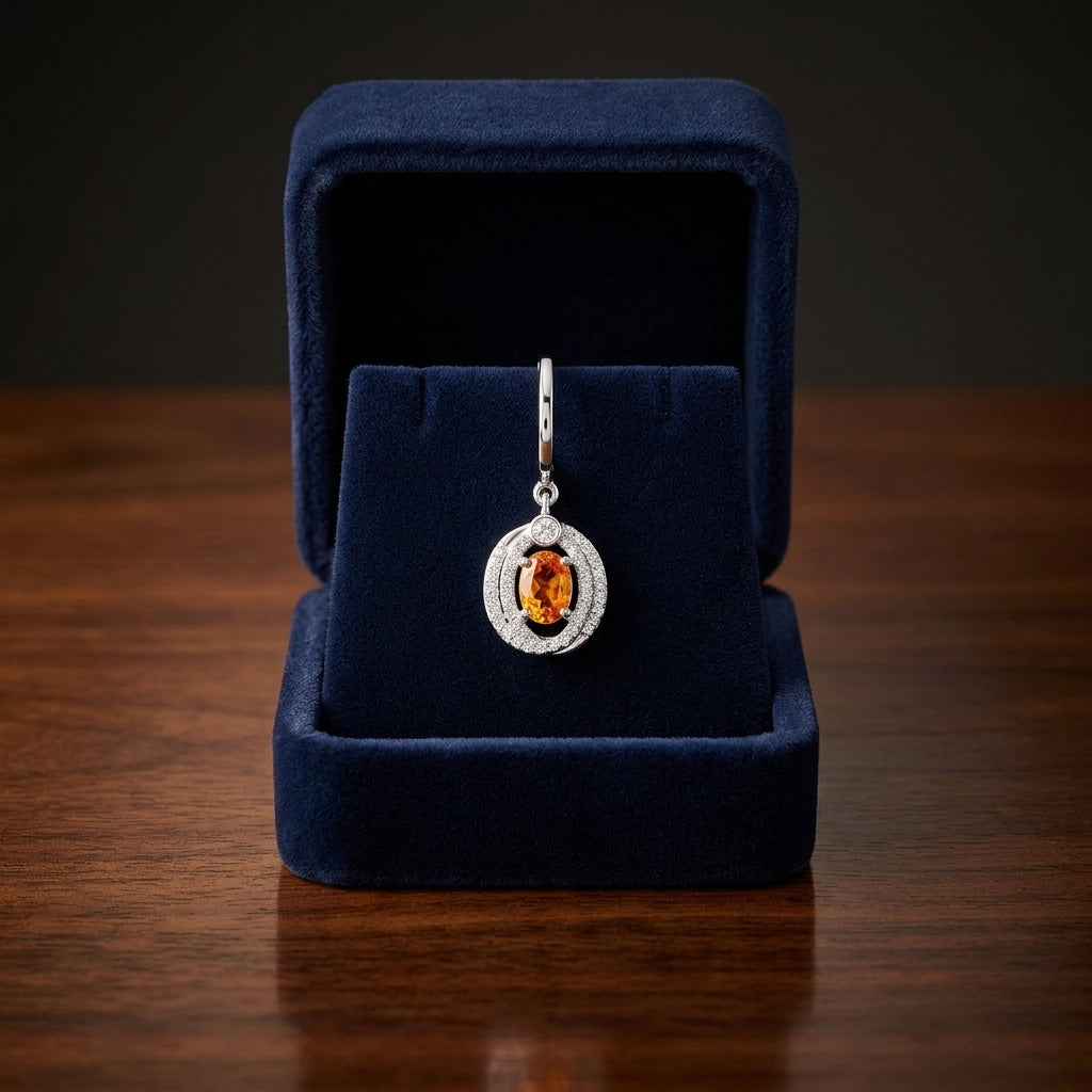 Oval Citrine & Diamond Earrings In 14k White Gold — gift presentation