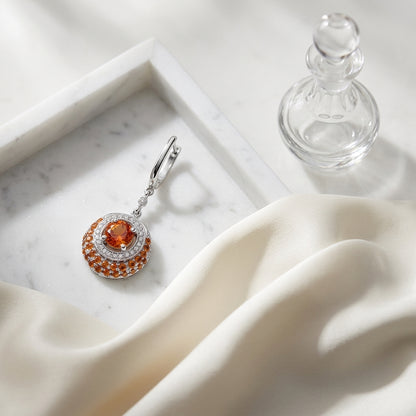 Citrine & Diamond Drop Earrings In 14k White Gold — atelier still life