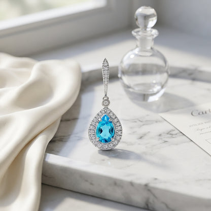 Swiss Blue Topaz And Diamond Earrings In 14k White Gold — atelier still life