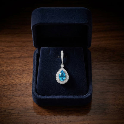 Swiss Blue Topaz And Diamond Earrings In 14k White Gold — gift presentation