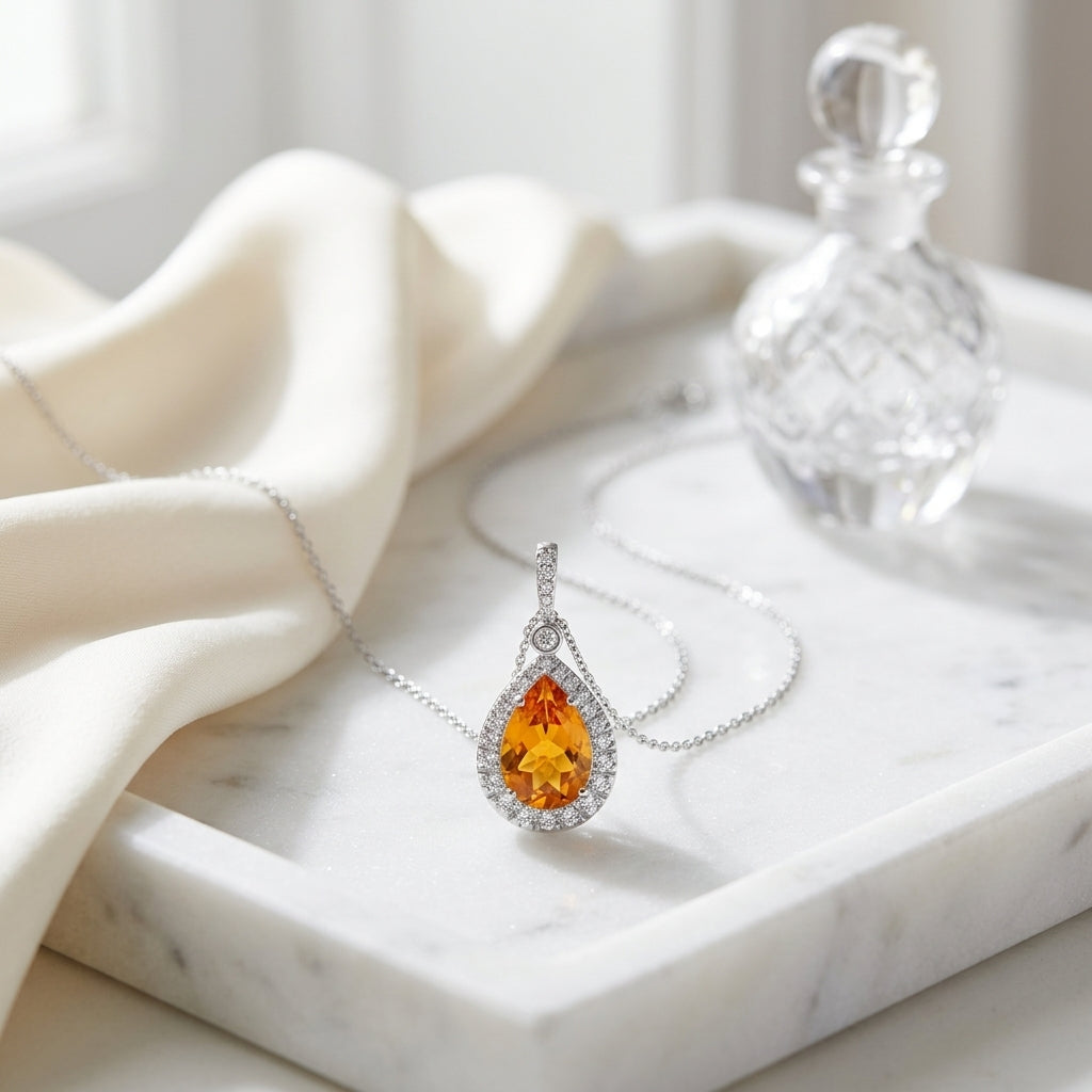 White Gold Citrine And Diamond Earrings In 14k White Gold (1/3 Ct. Tw.) — atelier still life