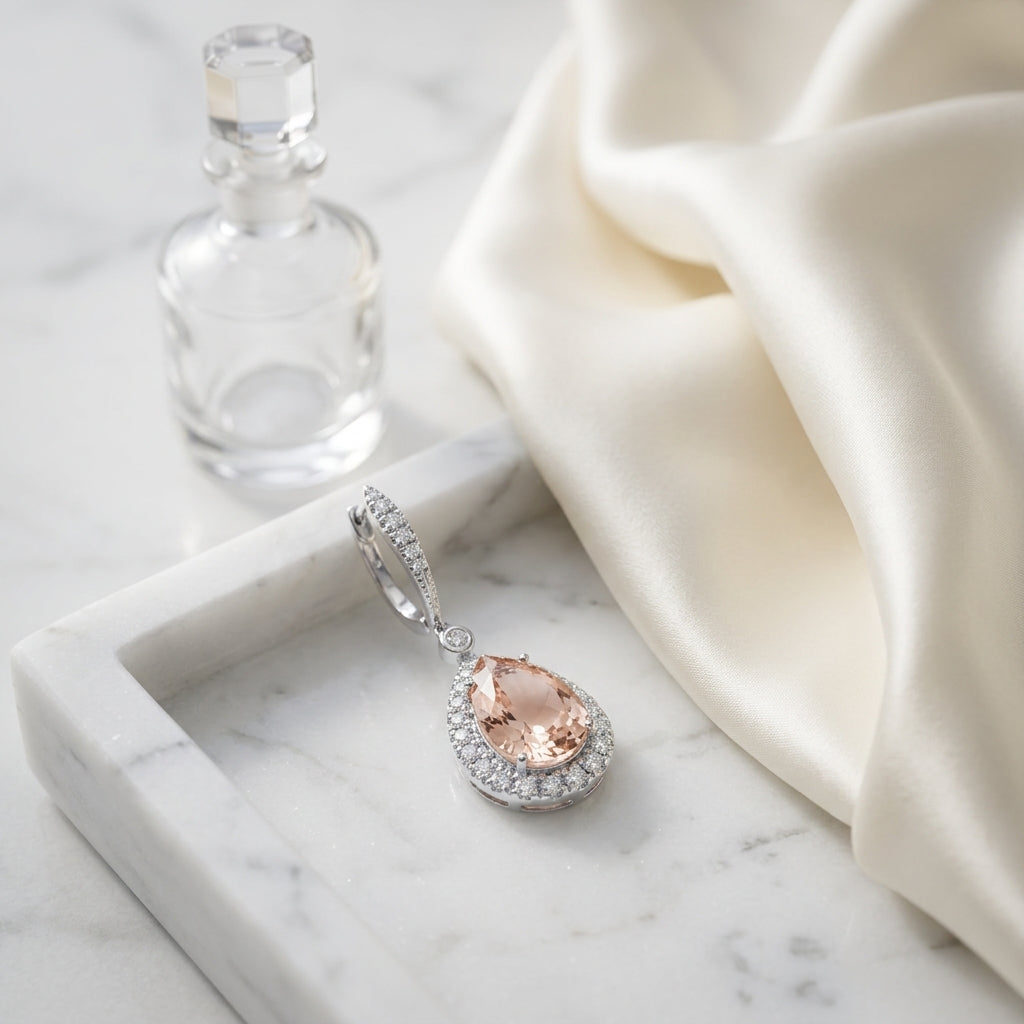 Morganite And Diamond Earrings In 14k White Gold (1/3 Ct. Tw.) — atelier still life