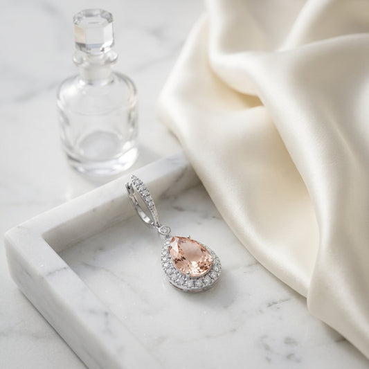 Morganite And Diamond Earrings In 14k White Gold (1/3 Ct. Tw.) — atelier still life