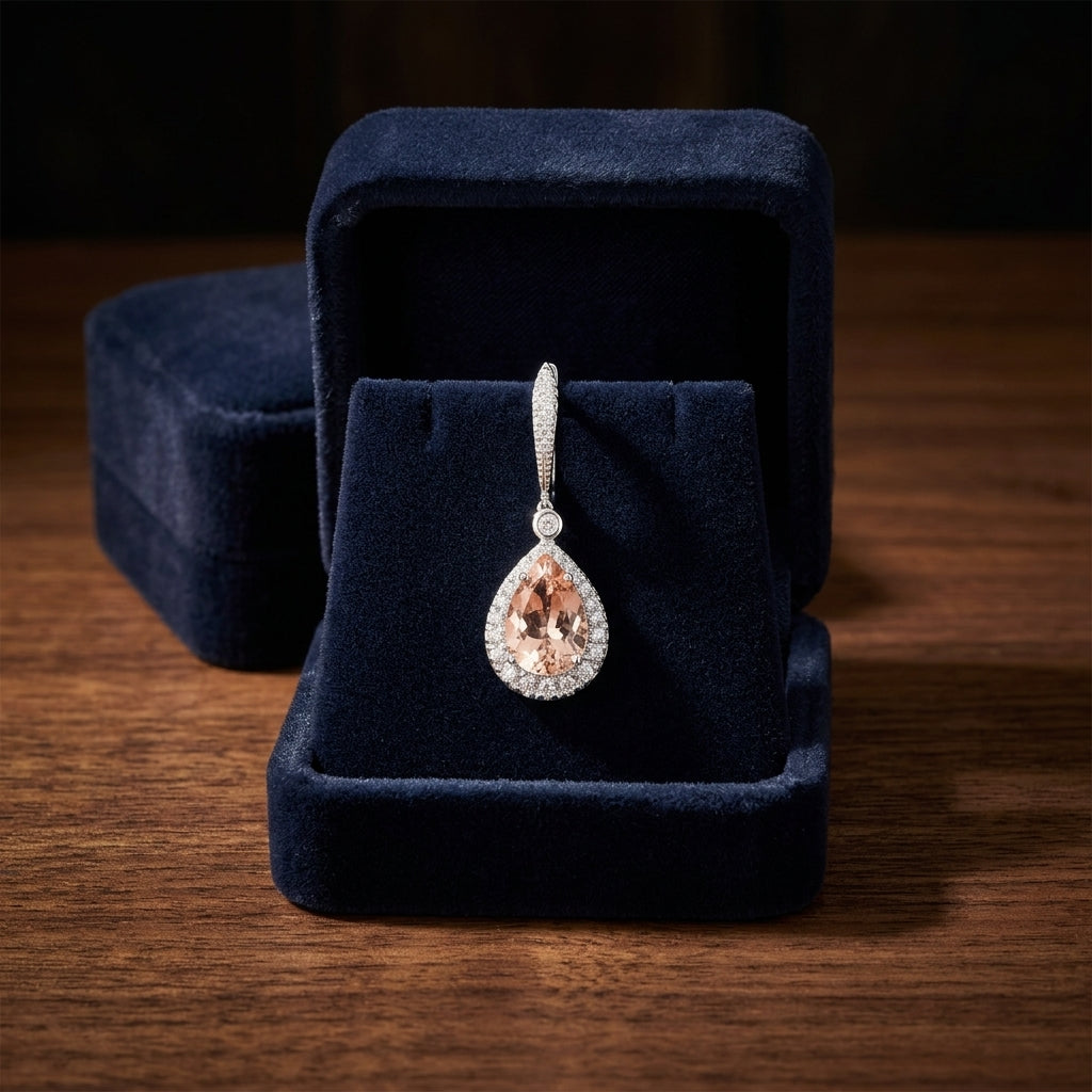Morganite And Diamond Earrings In 14k White Gold (1/3 Ct. Tw.) — gift presentation
