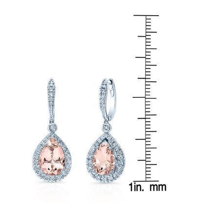 Morganite And Diamond Earrings In 14k White Gold (1/3 Ct. Tw.)