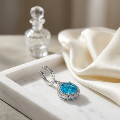 Blue Topaz And Diamond Earrings In 14k White Gold — atelier still life