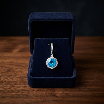 Blue Topaz And Diamond Earrings In 14k White Gold — gift presentation