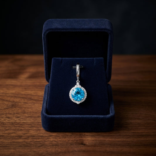 Blue Topaz And Diamond Earrings In 14k White Gold — gift presentation