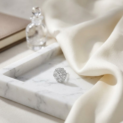 Diamond Cluster Stud Earrings In 14k White Gold 0.75ctw — atelier still life
