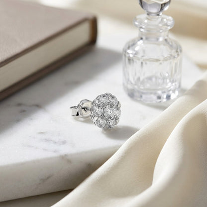 Diamond Cluster Stud Earrings In 14k White Gold 2ctw — atelier still life