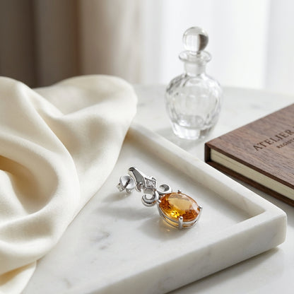 14kw Gold Citrine & Diamond Drop Earrings — atelier still life