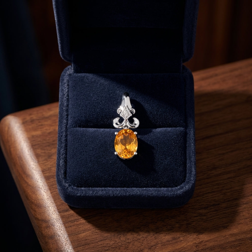 14kw Gold Citrine & Diamond Drop Earrings — gift presentation