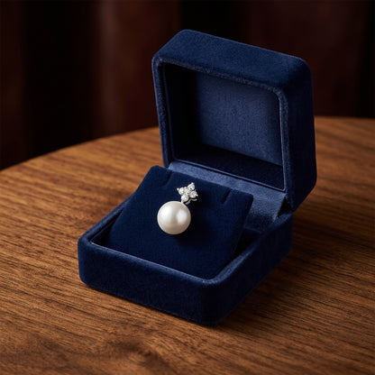 Pearl And Diamond Drop Earrings In 14k White Gold — gift presentation