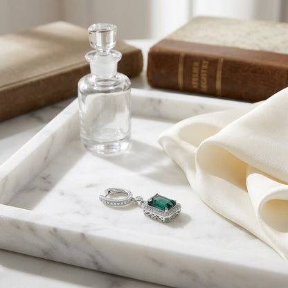 Green Tourmaline And Diamond Earrings In 14k White Gold — atelier still life
