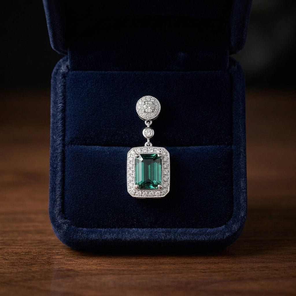 Green Tourmaline And Diamond Earrings In 14k White Gold — gift presentation