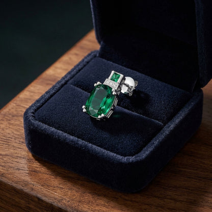 Created Emerald & Diamond In 14kw Earring — gift presentation