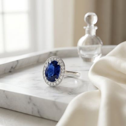 Sapphire And Diamond Earrings In 14k White Gold — atelier still life