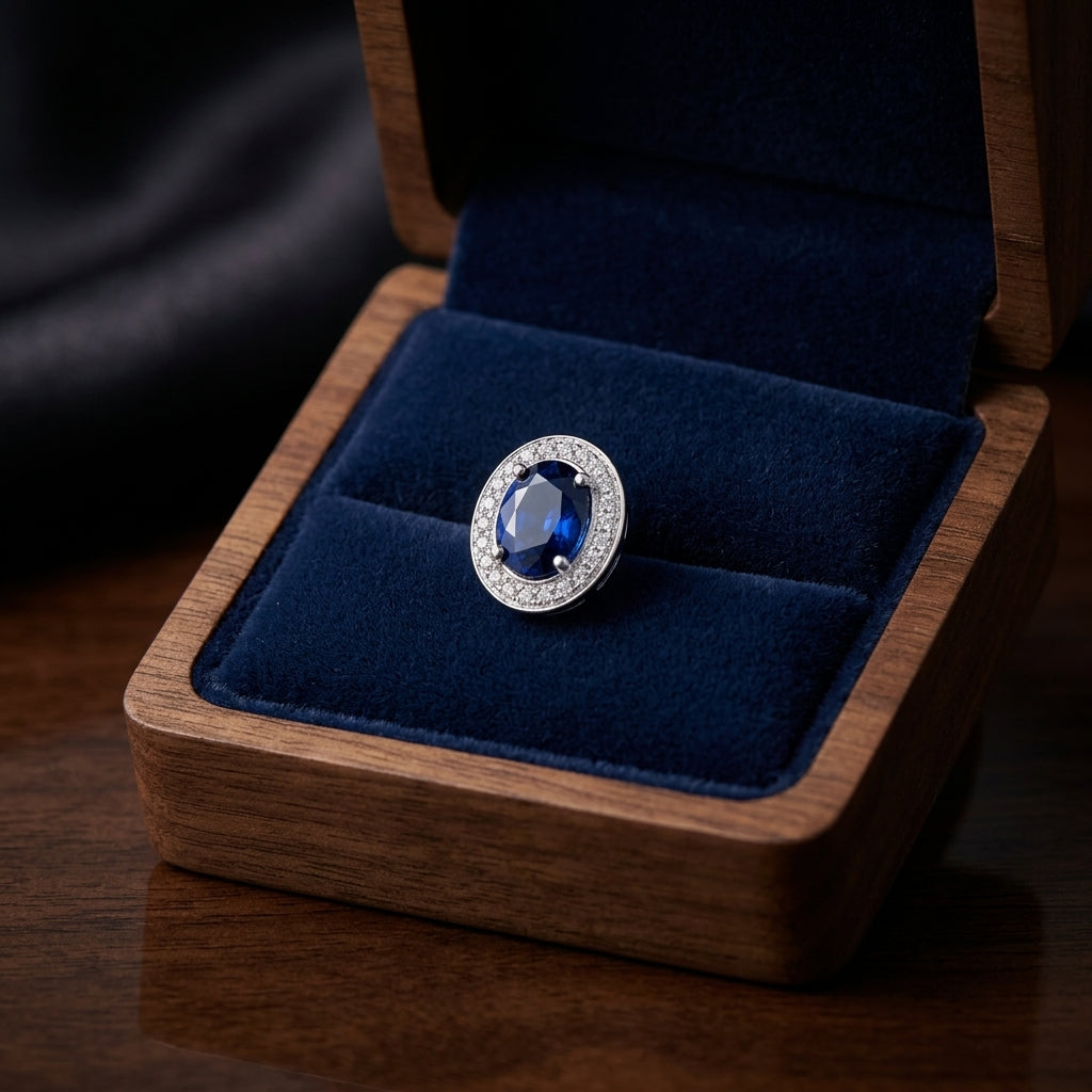 Sapphire And Diamond Earrings In 14k White Gold — gift presentation