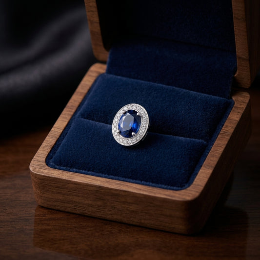 Sapphire And Diamond Earrings In 14k White Gold — gift presentation