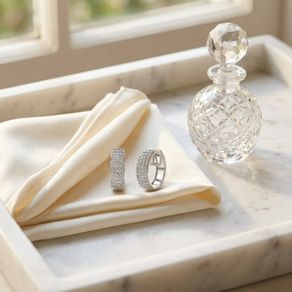 Diamond Princess Cut Huggie Earrings In 14k White Gold 1.50ctw — marble silk