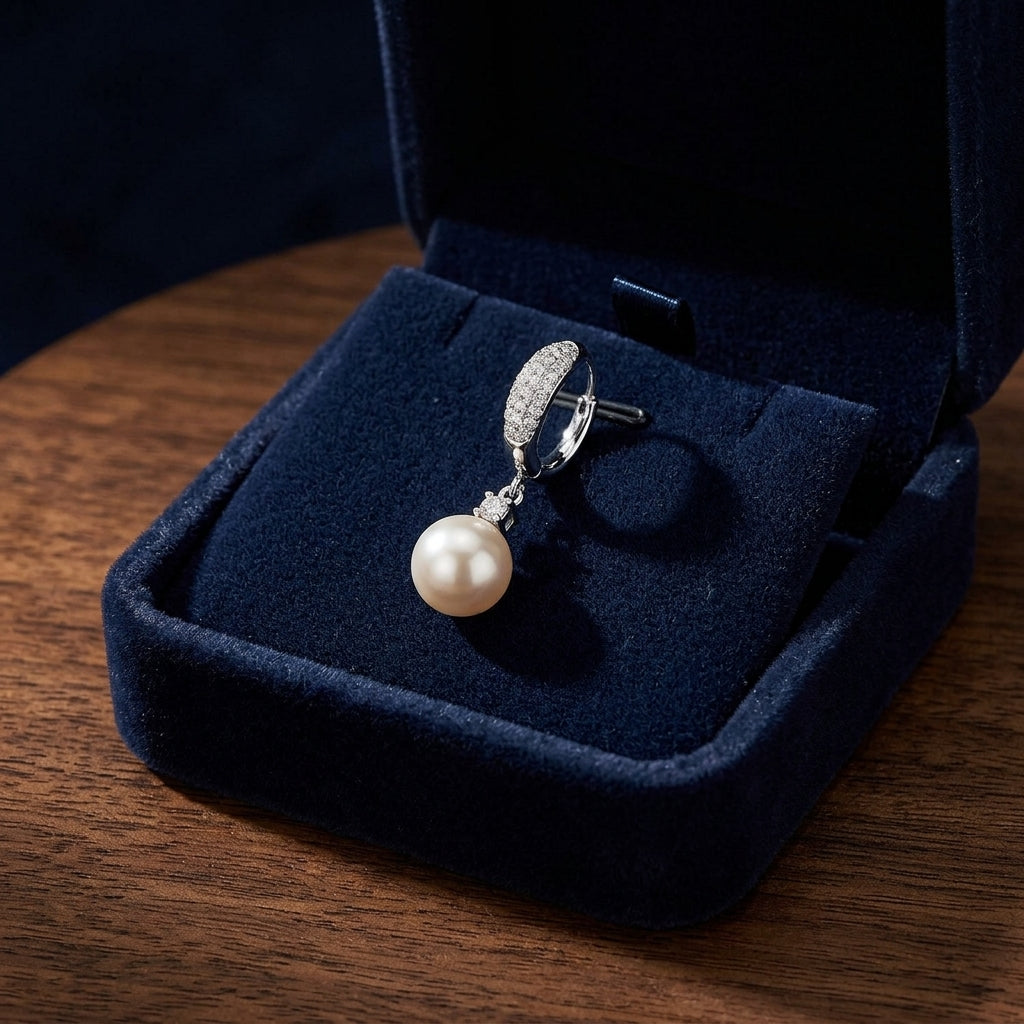Pearl And Diamond Earrings In 14k White Gold — gift presentation