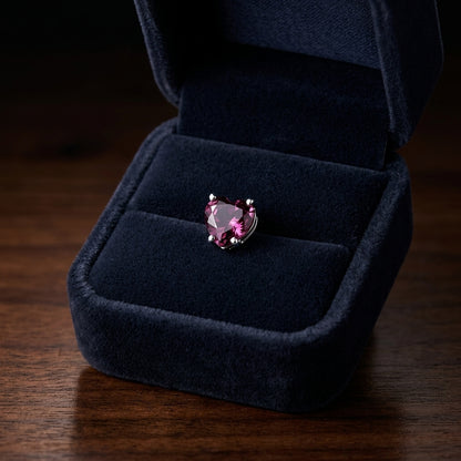 Rhodolite Garnet Heart Stud Earrings In 14k White Gold (6mm) — gift presentation