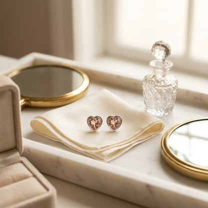 Heart Shaped Morganite & 14k White Gold Earring — marble silk