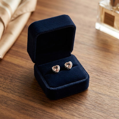 Heart Shaped Morganite & 14k White Gold Earring — velvet box