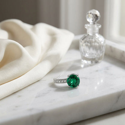 Created Emerald And Diamond Drop Earrings In 14k White Gold — atelier still life