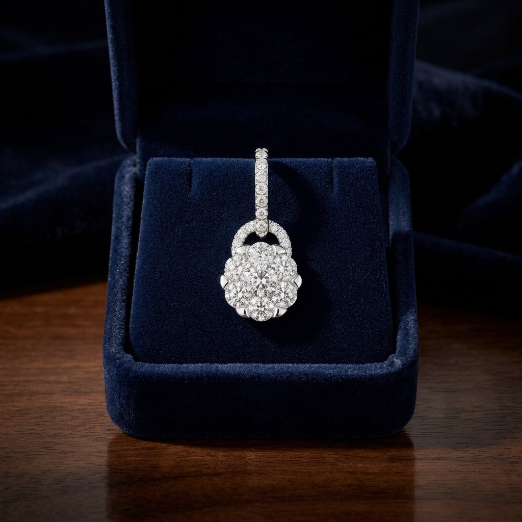 Diamond Drop Earring With Arched Hinge In 14k White Gold — gift presentation