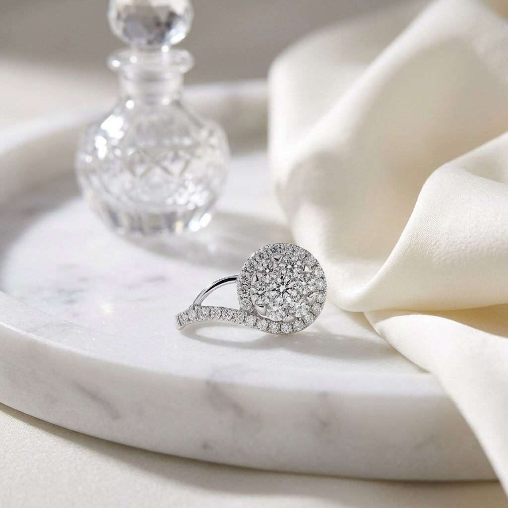 Diamond Clef Earring In 14k White Gold — atelier still life