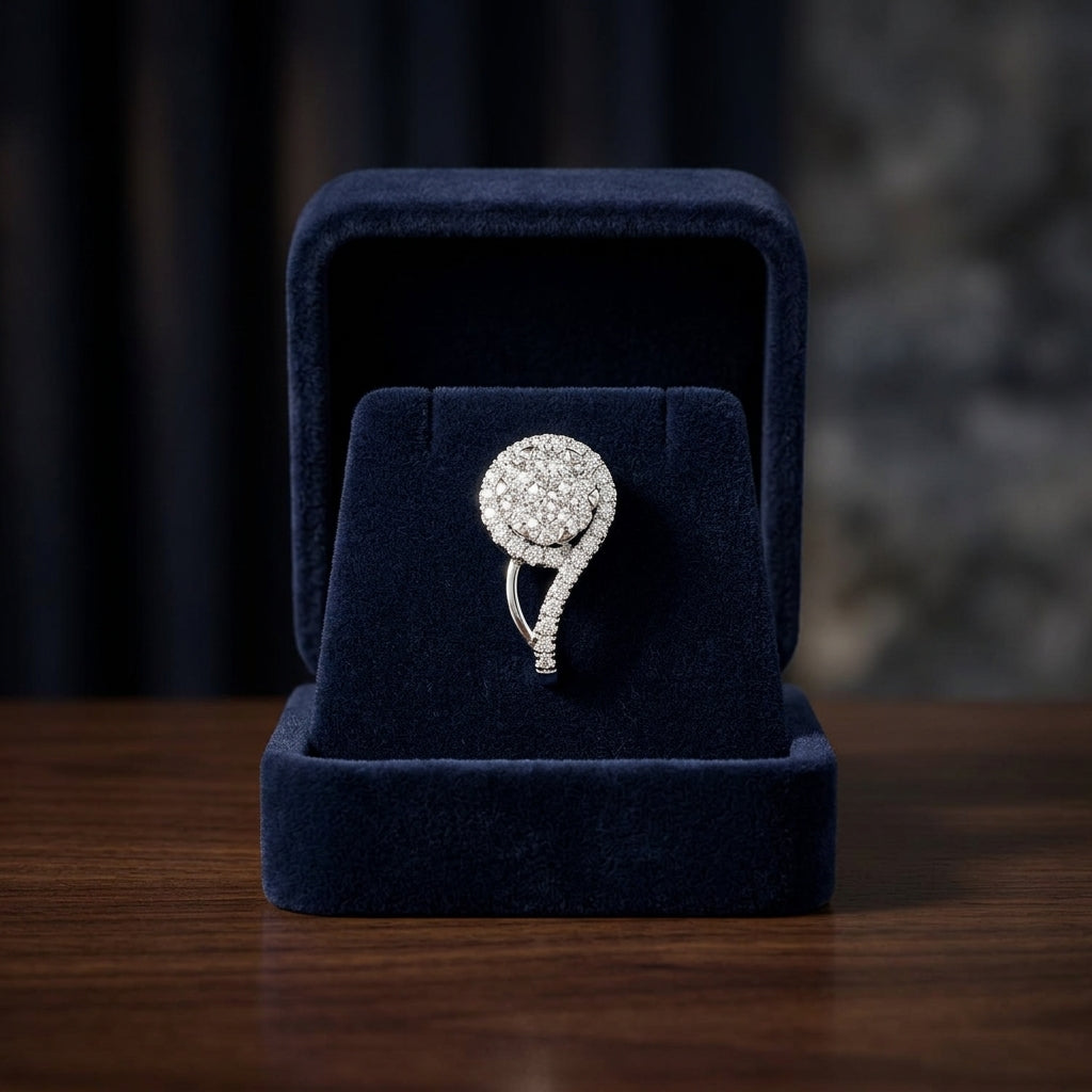 Diamond Clef Earring In 14k White Gold — gift presentation