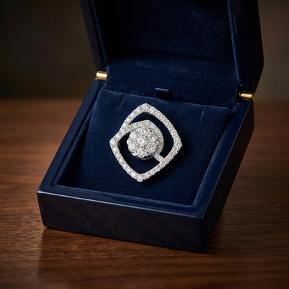 Diamond Geometric Earrings In 14k White Gold — gift presentation