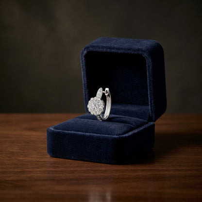 Diamond Cluster Huggie Earring In 14k White Gold — gift presentation