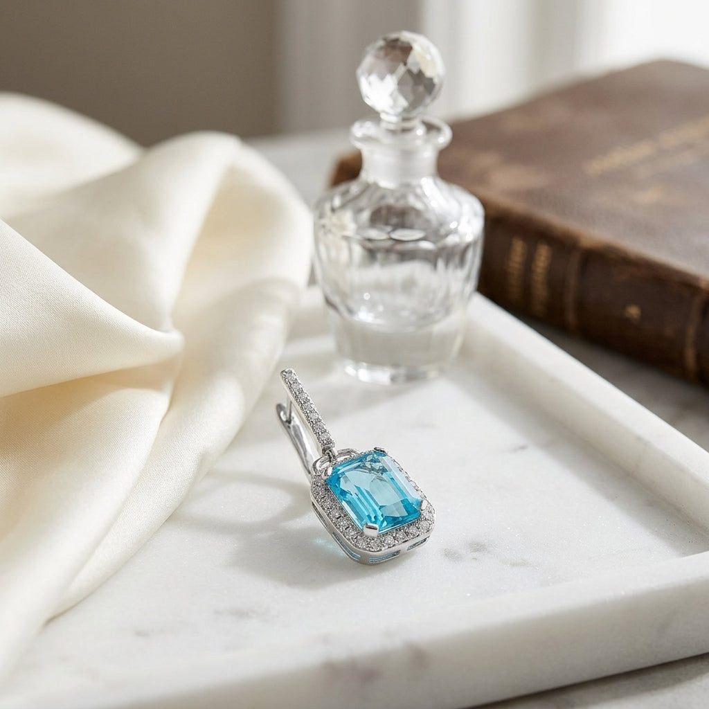 Swiss Blue Topaz And Diamond Earrings In 14k White Gold (1/3 Ct. Tw.) — atelier still life