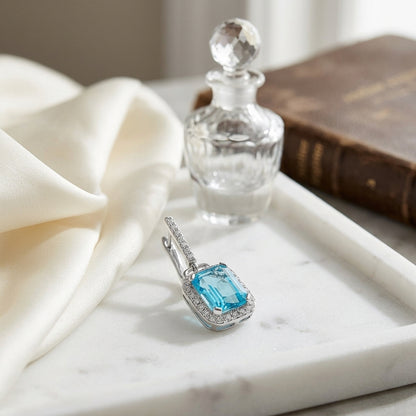 Swiss Blue Topaz And Diamond Earrings In 14k White Gold (1/3 Ct. Tw.) — atelier still life