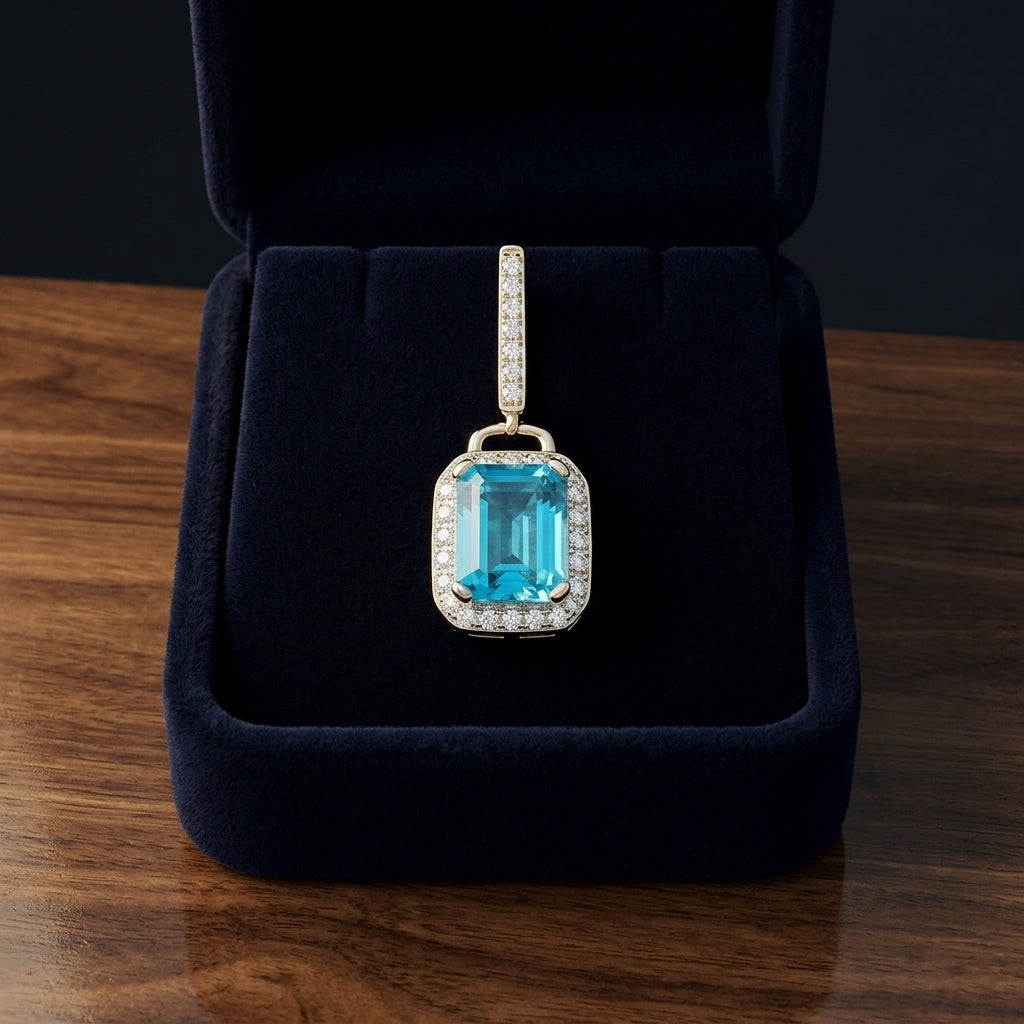 Swiss Blue Topaz And Diamond Earrings In 14k White Gold (1/3 Ct. Tw.) — gift presentation