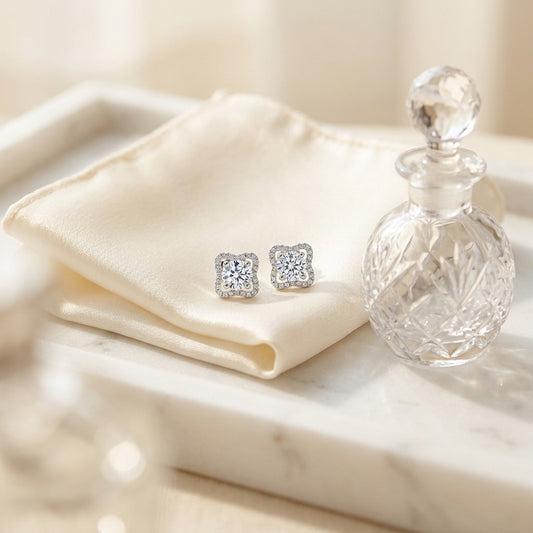 14kw Diamond Earrings — marble silk