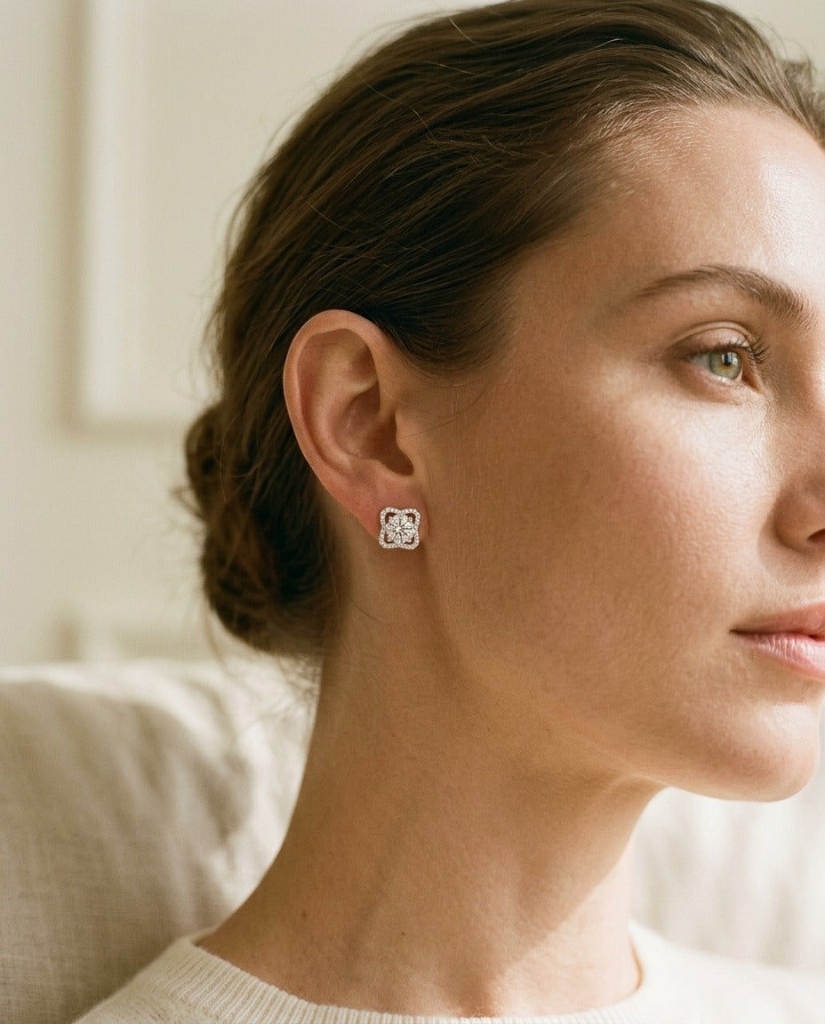 14kw Diamond Earrings — portrait close