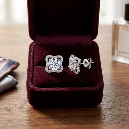 14kw Diamond Earrings — velvet box