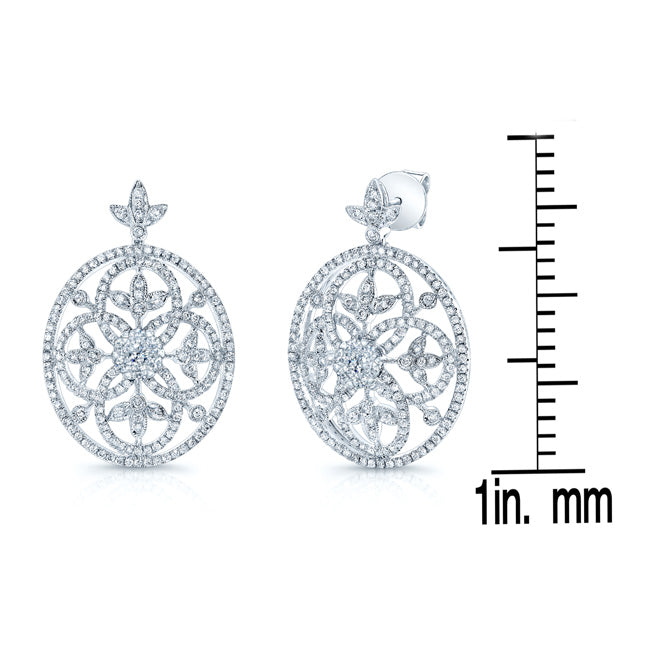 Diamond Edwardian Earrings In 14k White Gold