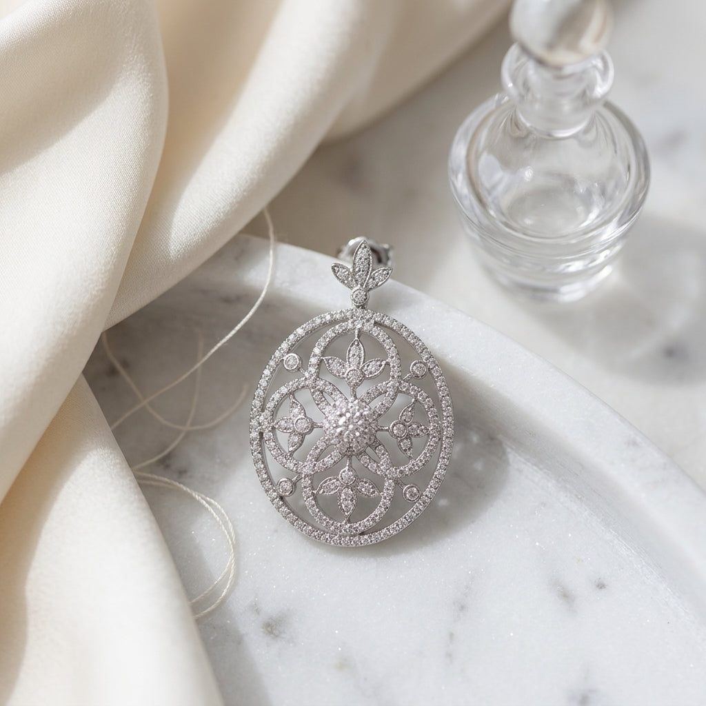 Diamond Edwardian Earrings In 14k White Gold — atelier still life