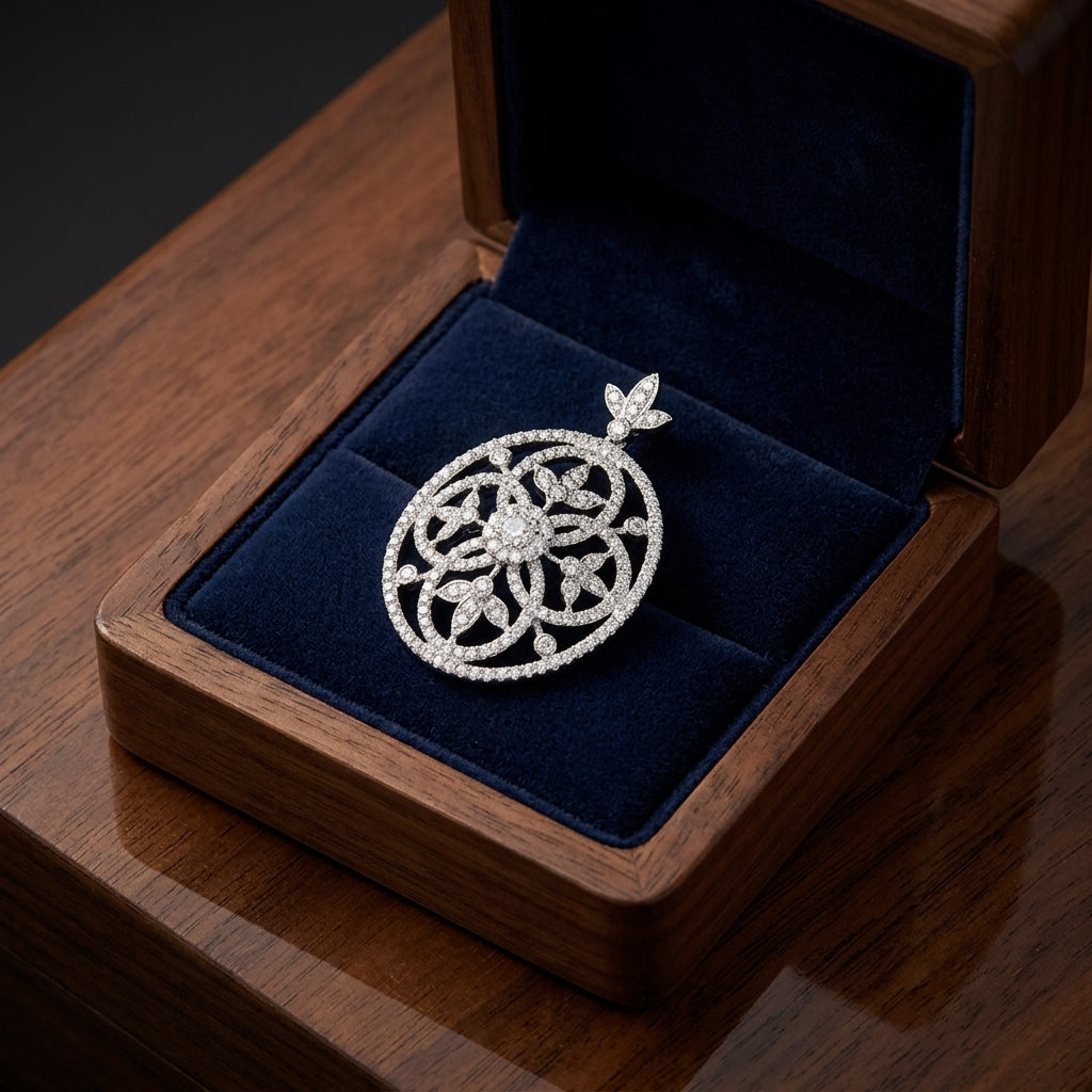 Diamond Edwardian Earrings In 14k White Gold — gift presentation