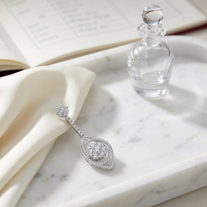 Diamond Marquise Swirl Dangle Earr In 14k White Gold — atelier still life