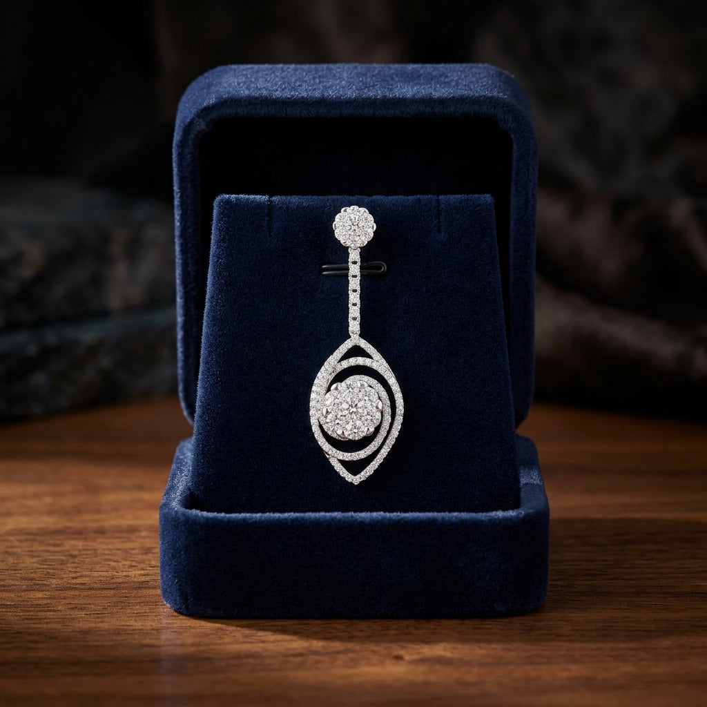 Diamond Marquise Swirl Dangle Earr In 14k White Gold — gift presentation