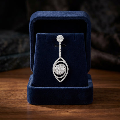 Diamond Marquise Swirl Dangle Earr In 14k White Gold — gift presentation
