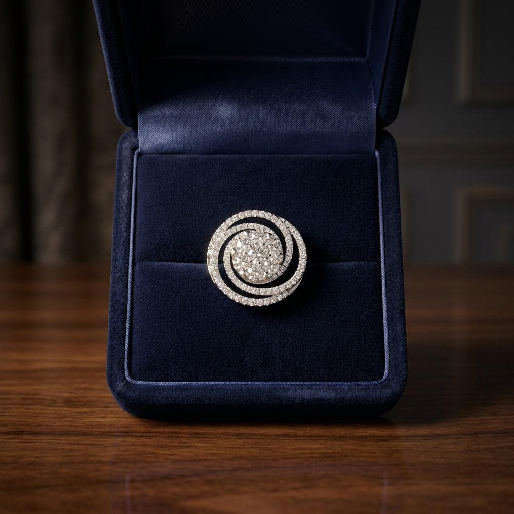 Diamond Circle Swirl Earring In 14k White Gold — gift presentation