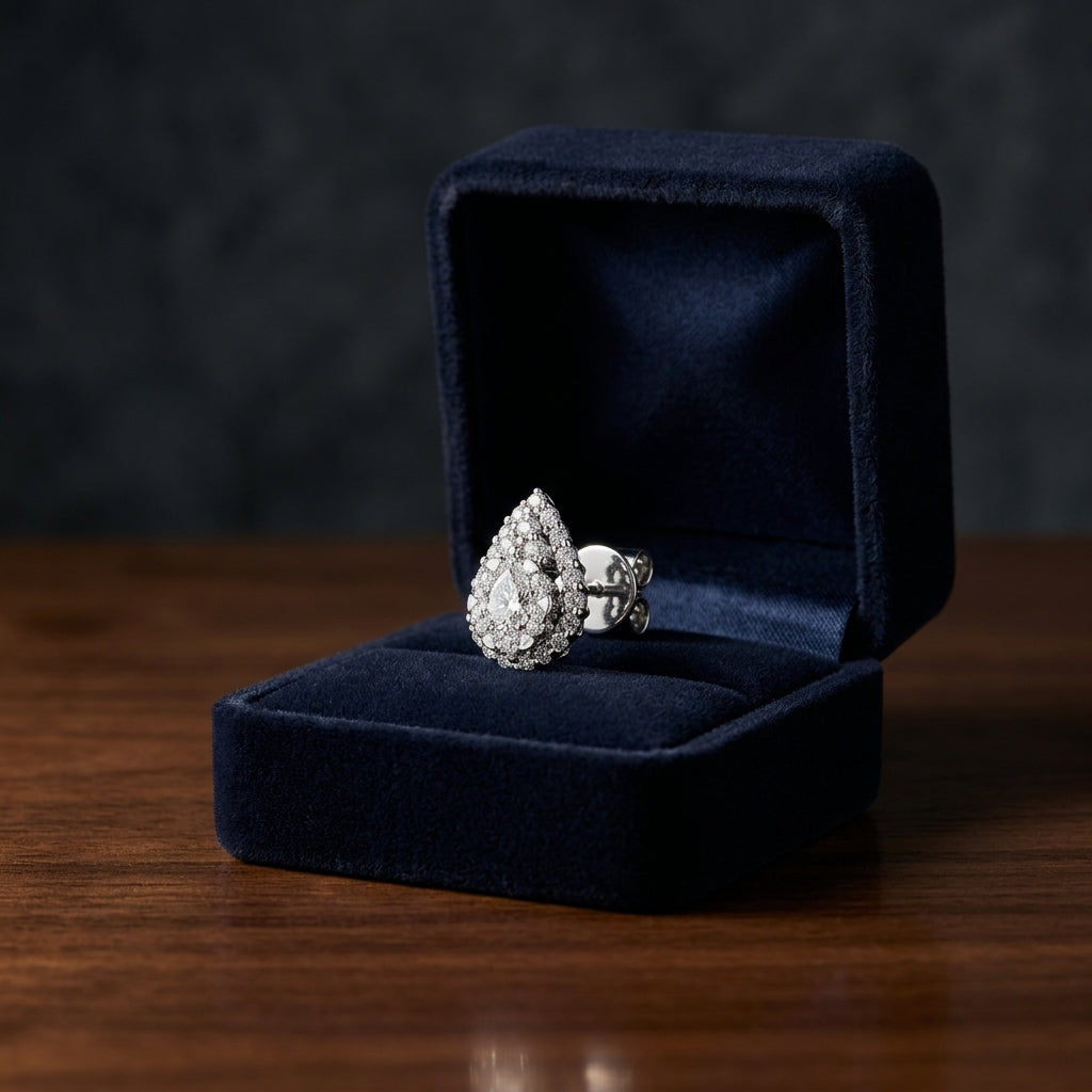 Diamond Teardrop Earrings In 14k White Gold — gift presentation