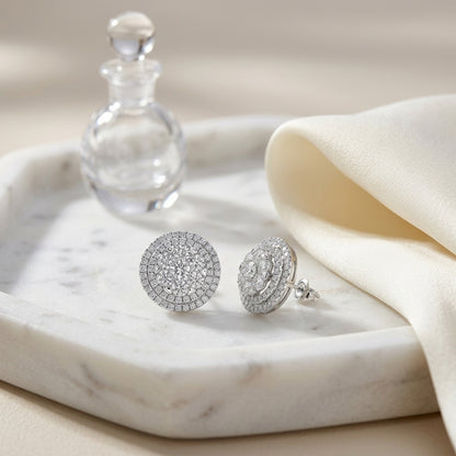 Diamond Cluster Shield Earrings In 14k White Gold — atelier still life