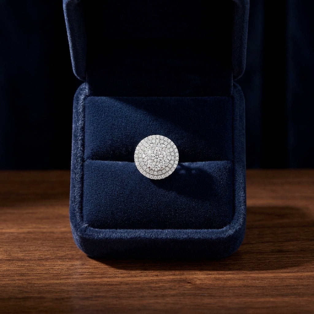 Diamond Cluster Shield Earrings In 14k White Gold — gift presentation